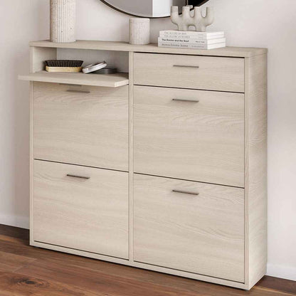Scarpiera classica con ripiano superiore e ante, legno chiaro